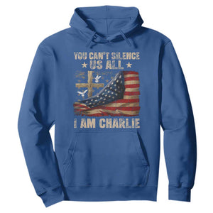 I Am Charlie Kirk Hoodie You Cant Silence Us All Vintage American Flag TS11 Royal Blue Print Your Wear