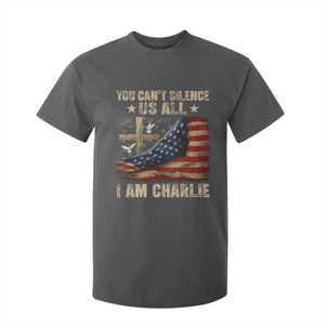 I Am Charlie Kirk T Shirt For Kid You Cant Silence Us All Vintage American Flag TS11 Dark Heather Print Your Wear