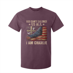 I Am Charlie Kirk T Shirt For Kid You Cant Silence Us All Vintage American Flag TS11 Maroon Print Your Wear