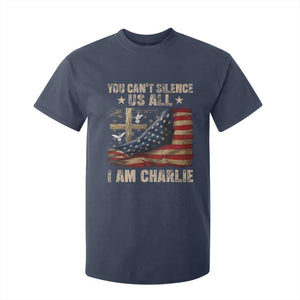 I Am Charlie Kirk T Shirt For Kid You Cant Silence Us All Vintage American Flag TS11 Navy Print Your Wear
