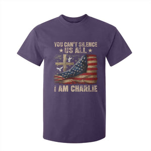 I Am Charlie Kirk T Shirt For Kid You Cant Silence Us All Vintage American Flag TS11 Purple Print Your Wear