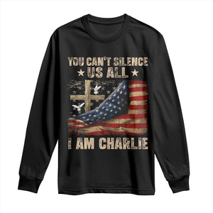 I Am Charlie Kirk Long Sleeve Shirt You Cant Silence Us All Vintage American Flag TS11 Black Print Your Wear