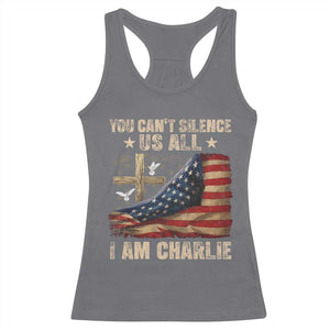 I Am Charlie Kirk Racerback Tank Top You Cant Silence Us All Vintage American Flag TS11 Charcoal Print Your Wear