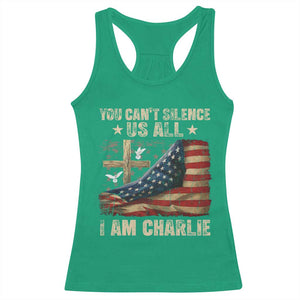 I Am Charlie Kirk Racerback Tank Top You Cant Silence Us All Vintage American Flag TS11 Irish Green Print Your Wear