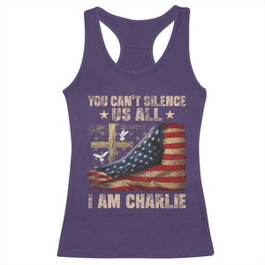 I Am Charlie Kirk Racerback Tank Top You Cant Silence Us All Vintage American Flag TS11 Purple Print Your Wear