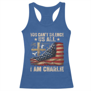 I Am Charlie Kirk Racerback Tank Top You Cant Silence Us All Vintage American Flag TS11 Royal Blue Print Your Wear