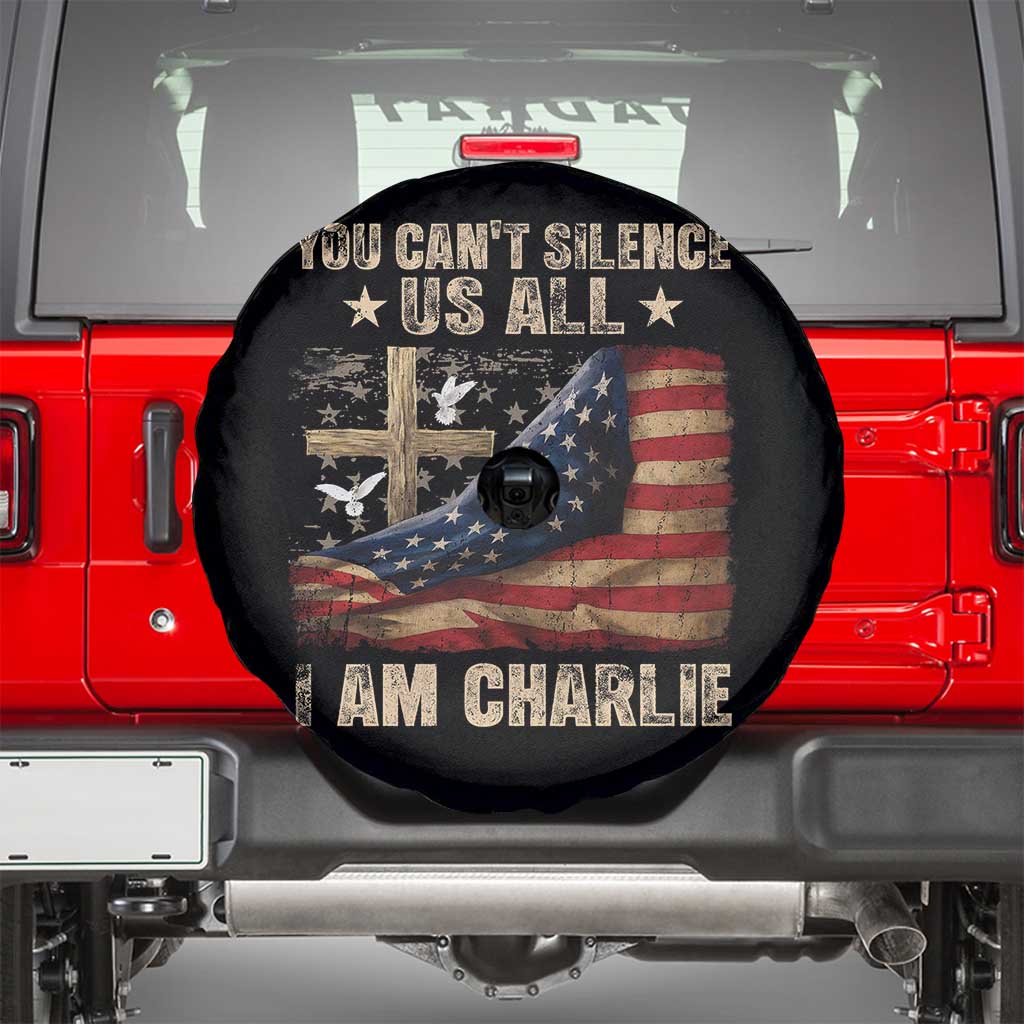 I Am Charlie Kirk Spare Tire Cover You Cant Silence Us All Vintage American Flag TS11 Black Print Your Wear