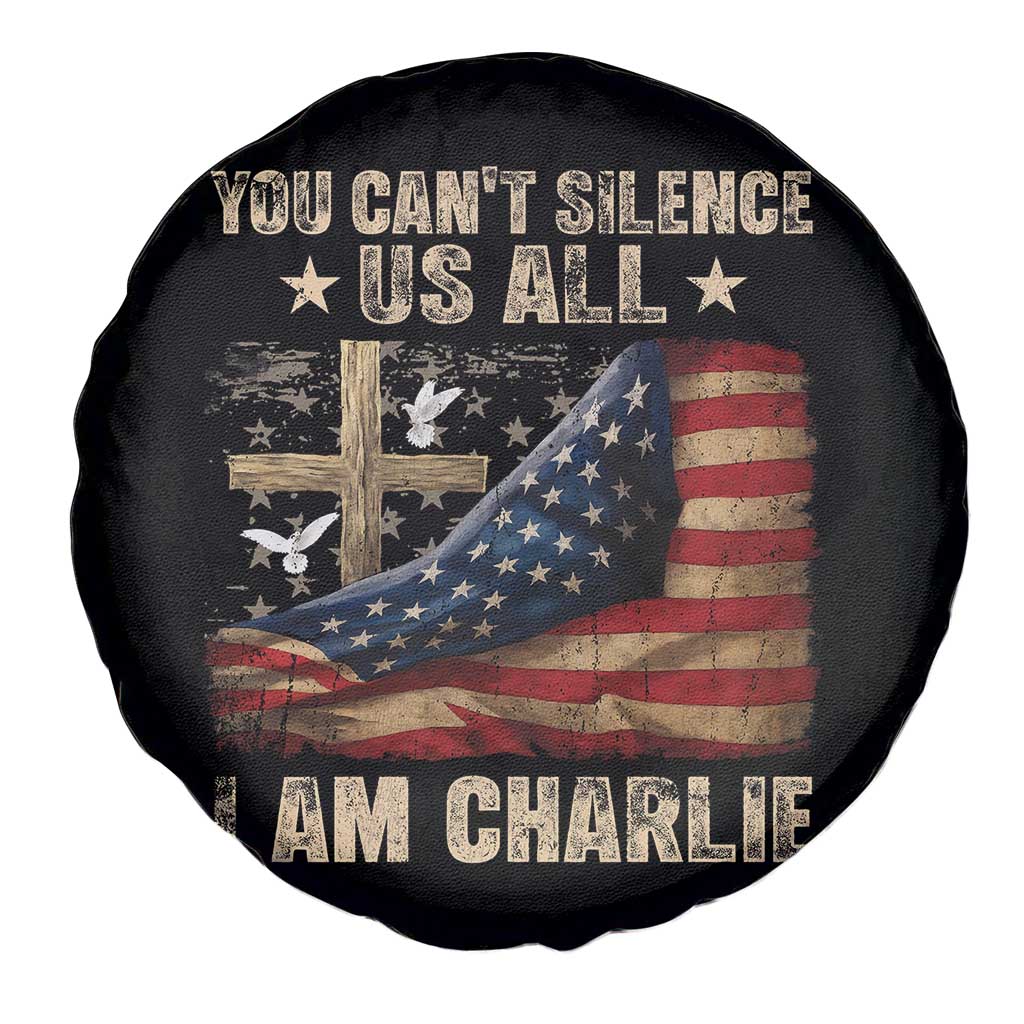 I Am Charlie Kirk Spare Tire Cover You Cant Silence Us All Vintage American Flag TS11 Print Your Wear