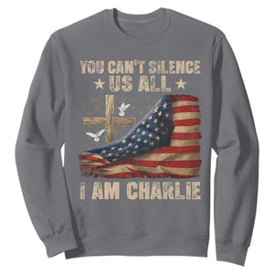 I Am Charlie Kirk Sweatshirt You Cant Silence Us All Vintage American Flag TS11 Charcoal Print Your Wear