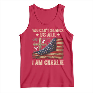 I Am Charlie Kirk Tank Top You Cant Silence Us All Vintage American Flag TS11 Red Print Your Wear