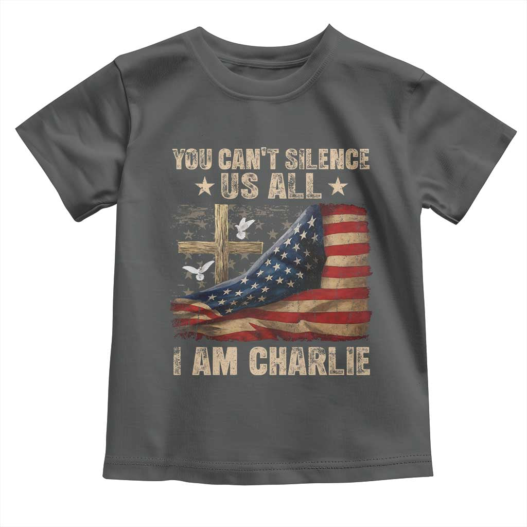 I Am Charlie Kirk Toddler T Shirt You Cant Silence Us All Vintage American Flag TS11 Dark Heather Print Your Wear