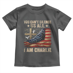 I Am Charlie Kirk Toddler T Shirt You Cant Silence Us All Vintage American Flag TS11 Dark Heather Print Your Wear