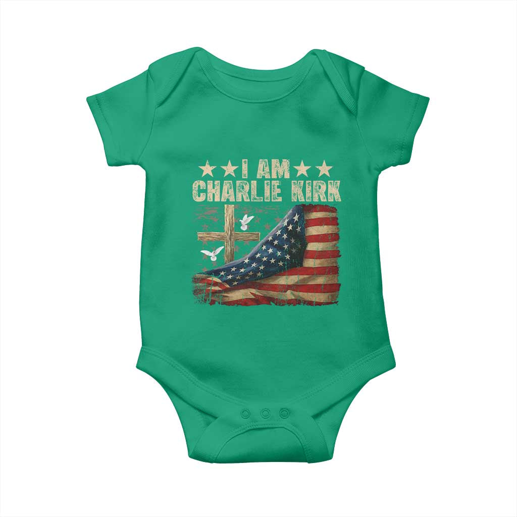 I Am Charlie Kirk Baby Onesie Freedom Vintage American Flag TS11 Irish Green Print Your Wear