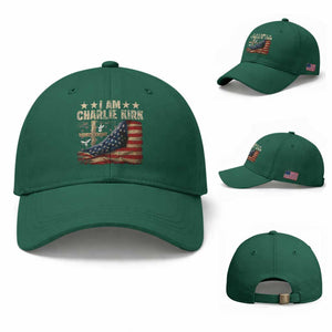 I Am Charlie Kirk Baseball Cap Freedom Vintage American Flag TS11 Baseball Cap Universal Fit Irish Green Print Your Wear