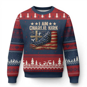 I Am Charlie Kirk Ugly Christmas Sweater Freedom Vintage American Flag TS11 Navy Red Print Your Wear