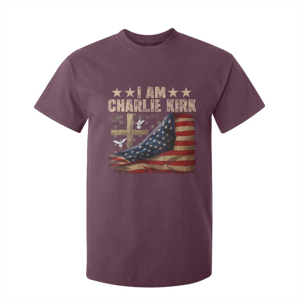 I Am Charlie Kirk T Shirt For Kid Freedom Vintage American Flag TS11 Maroon Print Your Wear