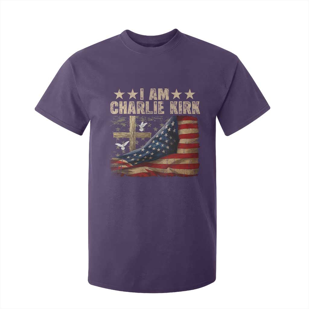 I Am Charlie Kirk T Shirt For Kid Freedom Vintage American Flag TS11 Purple Print Your Wear