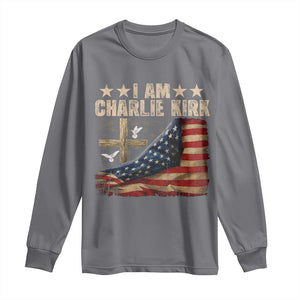 I Am Charlie Kirk Long Sleeve Shirt Freedom Vintage American Flag TS11 Charcoal Print Your Wear