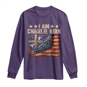 I Am Charlie Kirk Long Sleeve Shirt Freedom Vintage American Flag TS11 Purple Print Your Wear