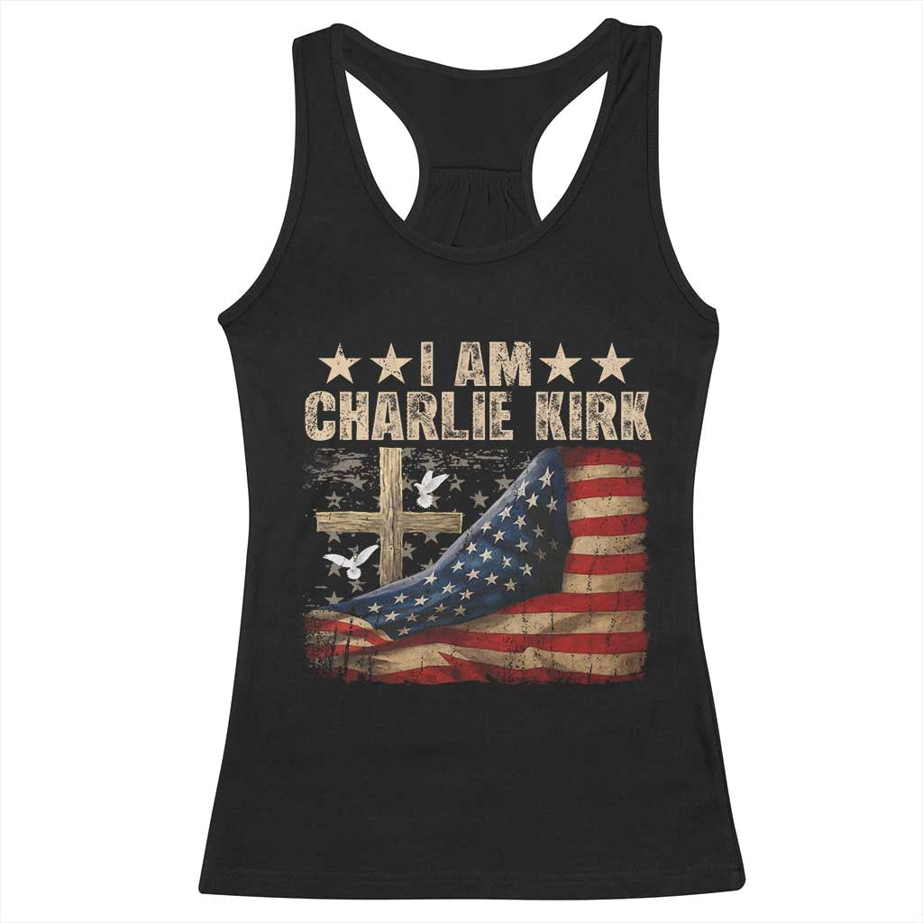 I Am Charlie Kirk Racerback Tank Top Freedom Vintage American Flag TS11 Black Print Your Wear
