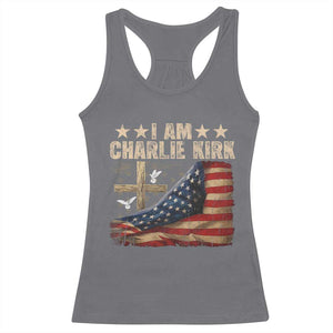 I Am Charlie Kirk Racerback Tank Top Freedom Vintage American Flag TS11 Charcoal Print Your Wear