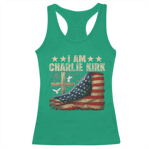 I Am Charlie Kirk Racerback Tank Top Freedom Vintage American Flag TS11 Irish Green Print Your Wear