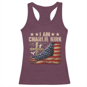 I Am Charlie Kirk Racerback Tank Top Freedom Vintage American Flag TS11 Maroon Print Your Wear