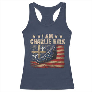 I Am Charlie Kirk Racerback Tank Top Freedom Vintage American Flag TS11 Navy Print Your Wear