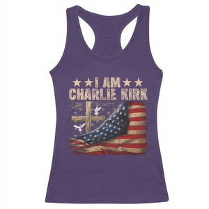 I Am Charlie Kirk Racerback Tank Top Freedom Vintage American Flag TS11 Purple Print Your Wear