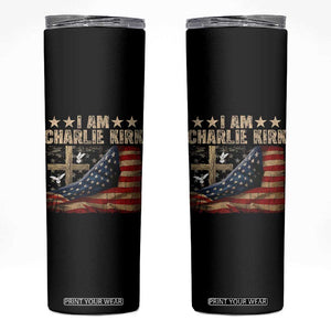I Am Charlie Kirk Skinny Tumbler Freedom Vintage American Flag TS11 Black Print Your Wear