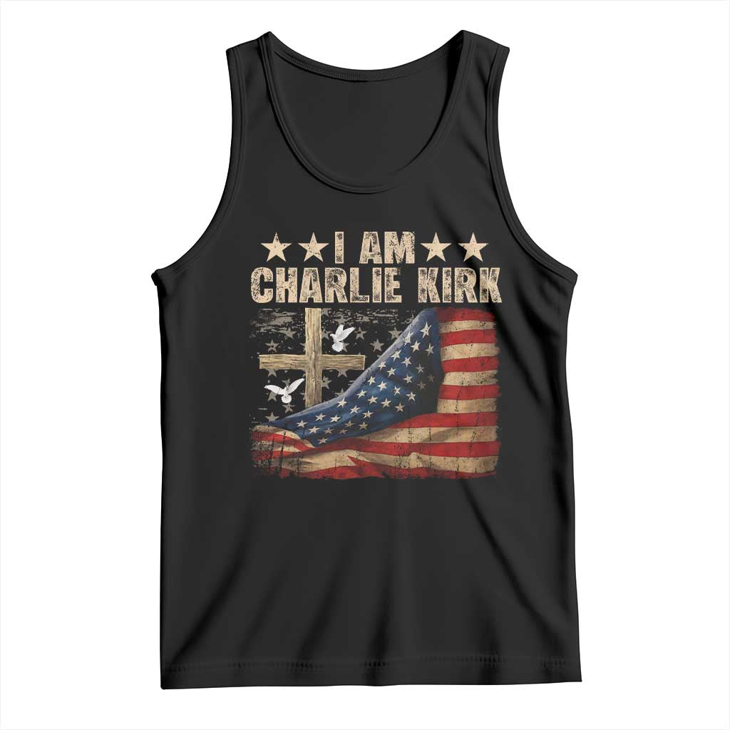 I Am Charlie Kirk Tank Top Freedom Vintage American Flag TS11 Black Print Your Wear