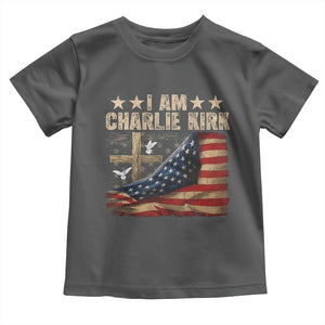 I Am Charlie Kirk Toddler T Shirt Freedom Vintage American Flag TS11 Dark Heather Print Your Wear