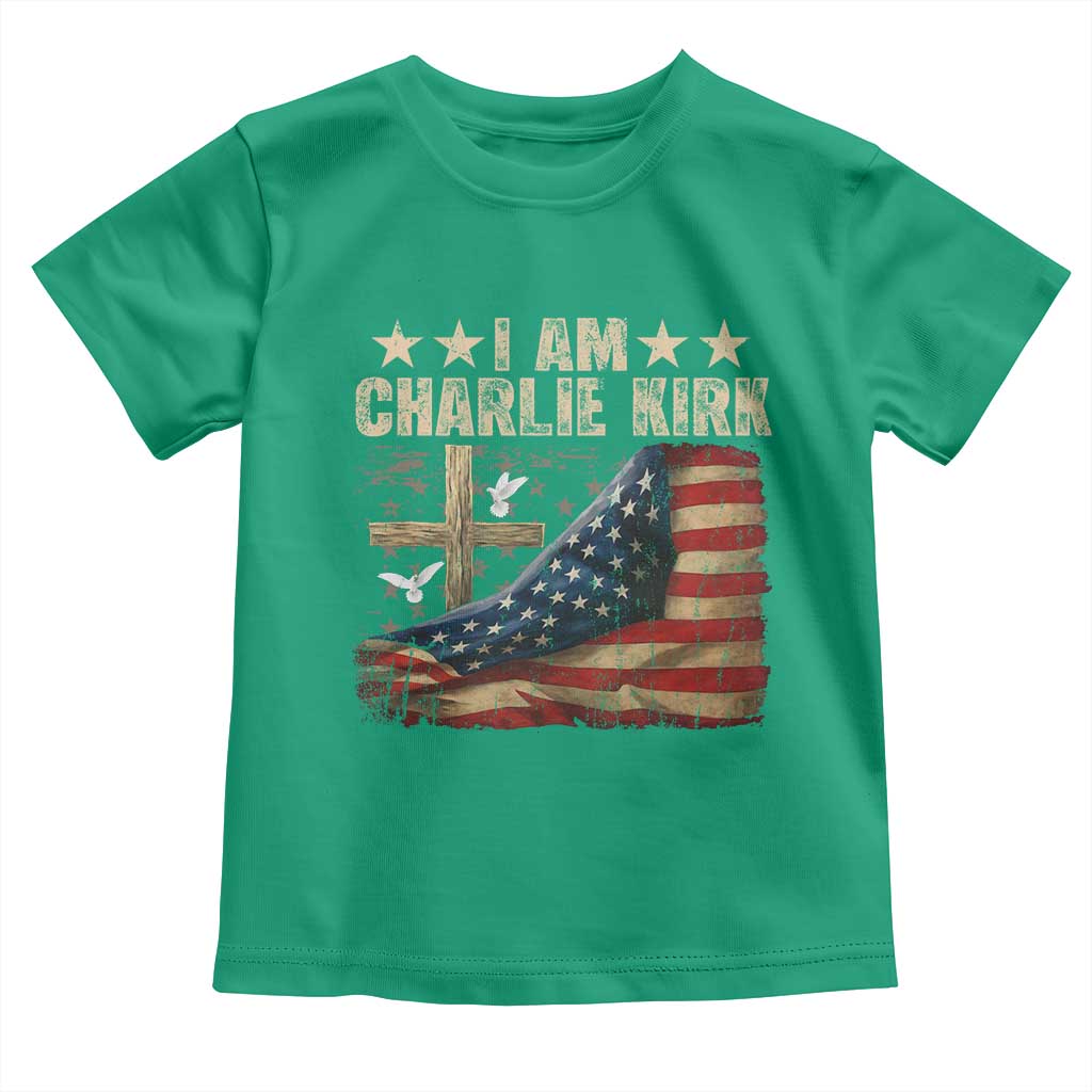 I Am Charlie Kirk Toddler T Shirt Freedom Vintage American Flag TS11 Irish Green Print Your Wear