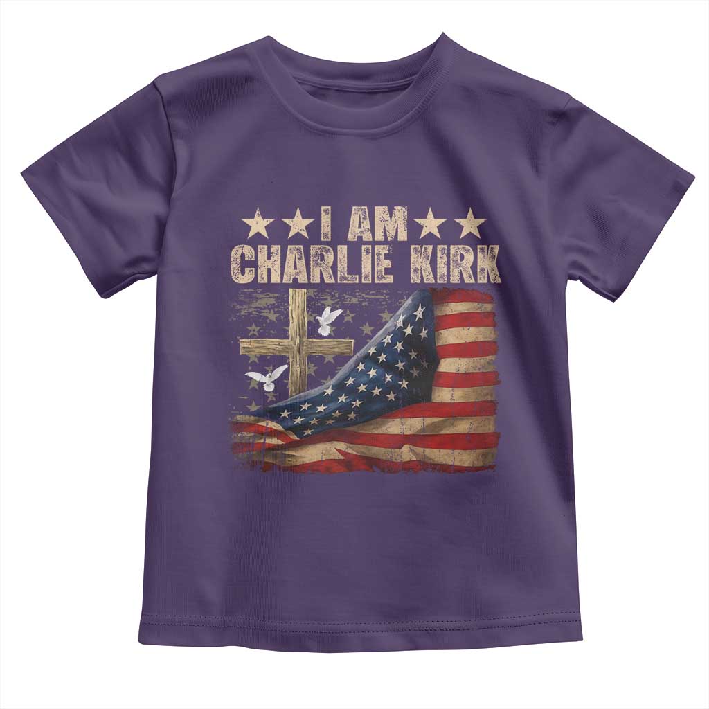 I Am Charlie Kirk Toddler T Shirt Freedom Vintage American Flag TS11 Purple Print Your Wear