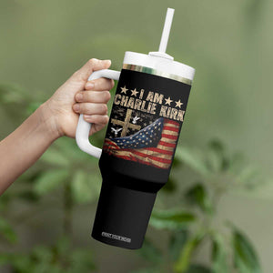 I Am Charlie Kirk Tumbler With Handle Freedom Vintage American Flag TS11 Print Your Wear