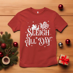 Funny Christmas Viking T Shirt Sleigh All Day Sleipnir Longship Santa TS11 Red Print Your Wear