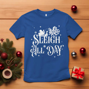 Funny Christmas Viking T Shirt Sleigh All Day Sleipnir Longship Santa TS11 Royal Blue Print Your Wear