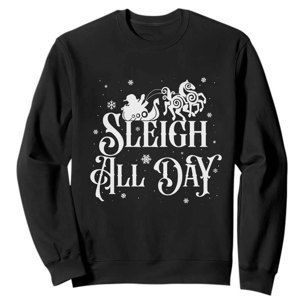 Funny Christmas Viking Sweatshirt Sleigh All Day Sleipnir Longship Santa TS11 Black Print Your Wear