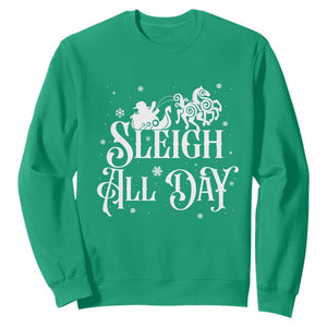 Funny Christmas Viking Sweatshirt Sleigh All Day Sleipnir Longship Santa TS11 Irish Green Print Your Wear