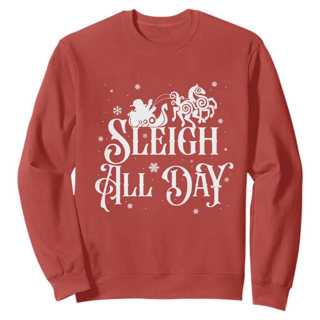 Funny Christmas Viking Sweatshirt Sleigh All Day Sleipnir Longship Santa TS11 Red Print Your Wear