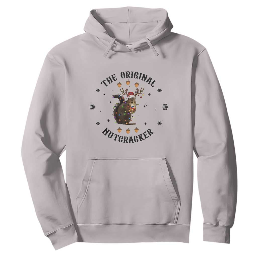 Funny Christmas Squirrel Hoodie The Original Nutcracker Snowflake Santa Hat TS11 Ice Gray Print Your Wear