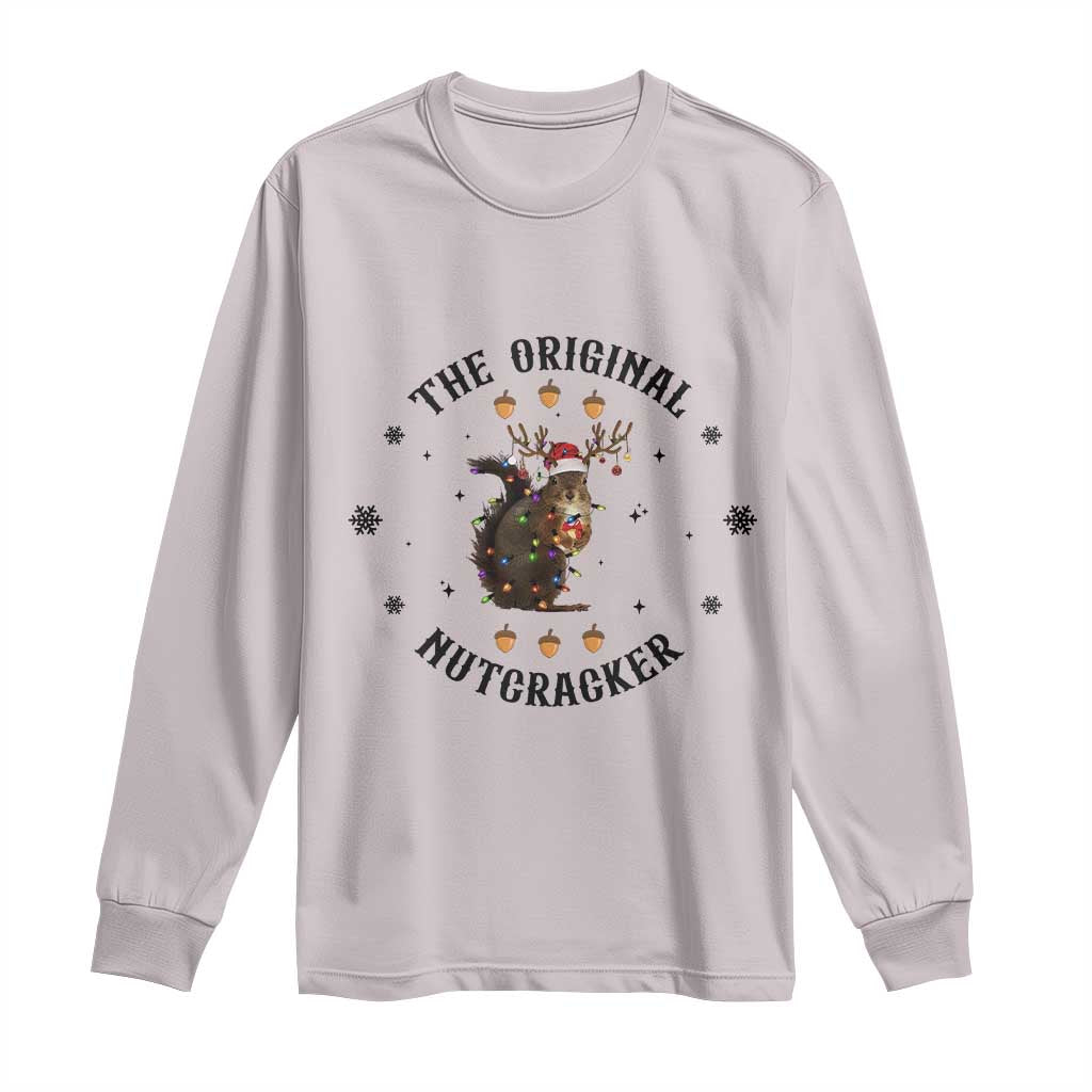 Funny Christmas Squirrel Long Sleeve Shirt The Original Nutcracker Snowflake Santa Hat TS11 Ice Gray Print Your Wear