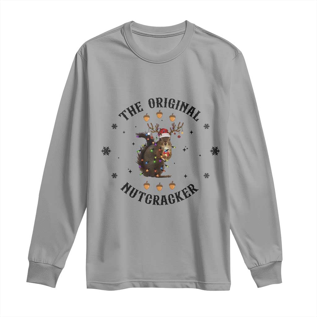Funny Christmas Squirrel Long Sleeve Shirt The Original Nutcracker Snowflake Santa Hat TS11 Sport Gray Print Your Wear