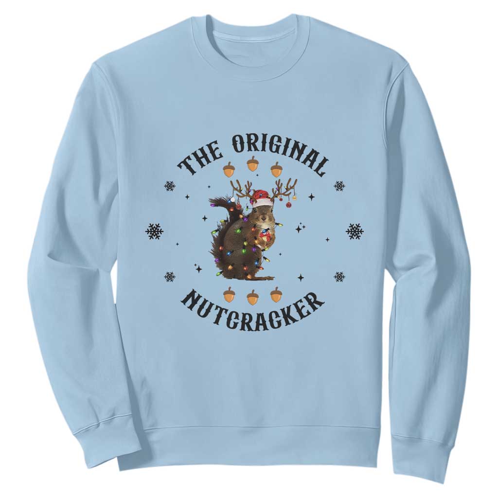 Funny Christmas Squirrel Sweatshirt The Original Nutcracker Snowflake Santa Hat TS11 Light Blue Print Your Wear