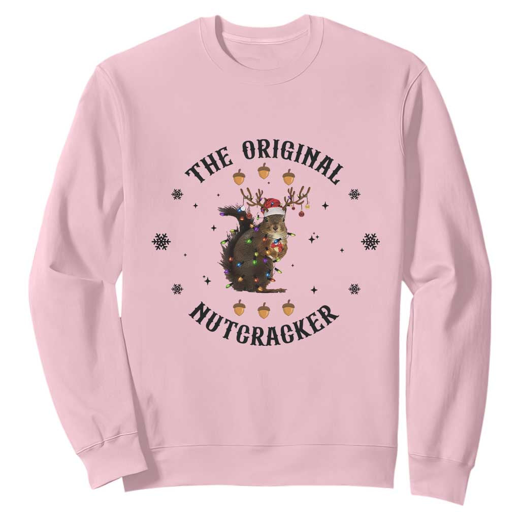 Funny Christmas Squirrel Sweatshirt The Original Nutcracker Snowflake Santa Hat TS11 Light Pink Print Your Wear