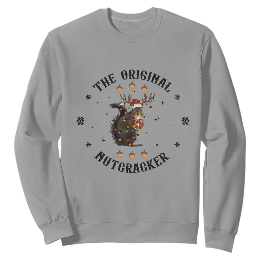 Funny Christmas Squirrel Sweatshirt The Original Nutcracker Snowflake Santa Hat TS11 Sport Gray Print Your Wear