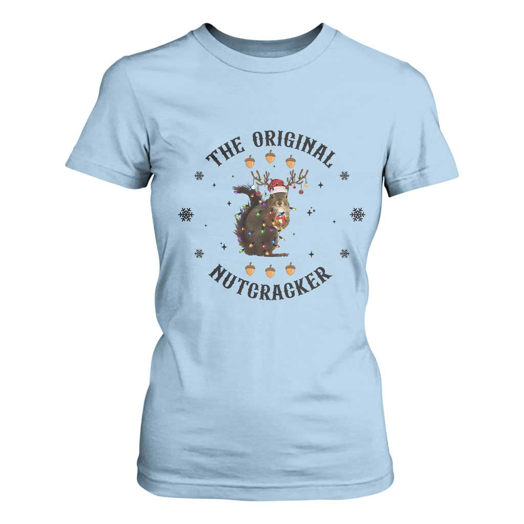 Funny Christmas Squirrel T Shirt For Women The Original Nutcracker Snowflake Santa Hat TS11 Light Blue Print Your Wear