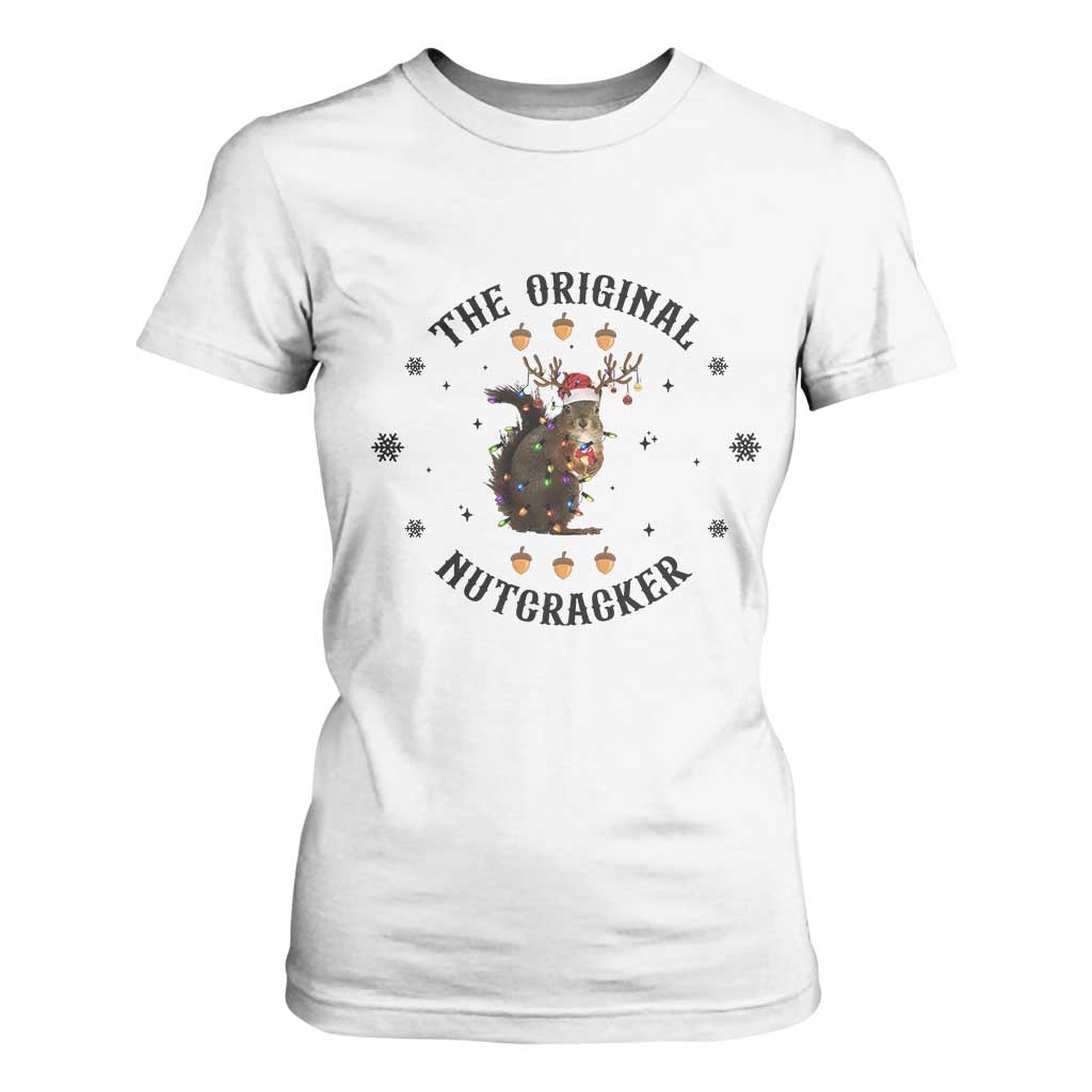 Funny Christmas Squirrel T Shirt For Women The Original Nutcracker Snowflake Santa Hat TS11 White Print Your Wear