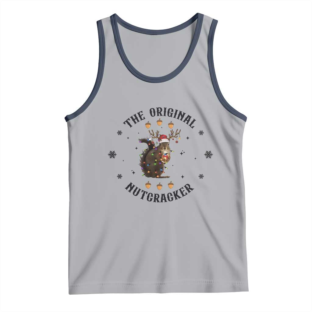 Funny Christmas Squirrel Tank Top The Original Nutcracker Snowflake Santa Hat TS11 Athletic Heather Navy Print Your Wear