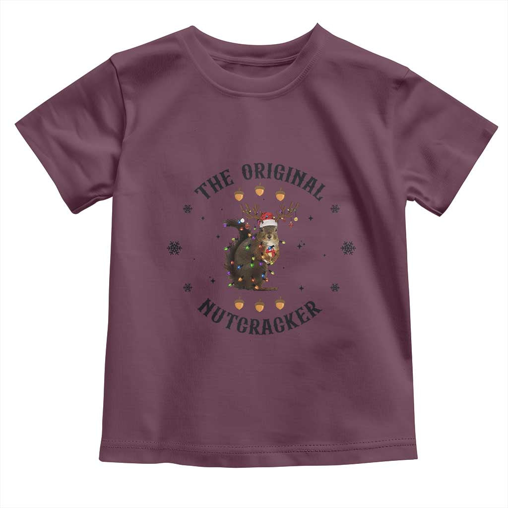 Funny Christmas Squirrel Toddler T Shirt The Original Nutcracker Snowflake Santa Hat TS11 Maroon Print Your Wear